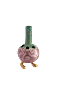 Haas Simon small earthenware and brass vase - Pink & Green