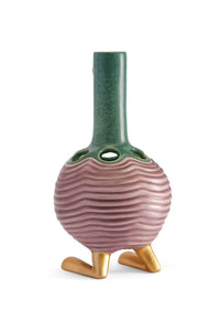 Petit vase Haas Simon en faïence et laiton - Pink & Green
