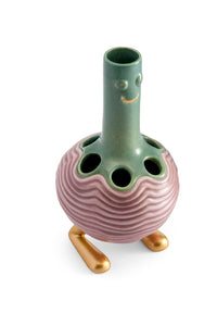 Petit vase Haas Simon en faïence et laiton - Pink & Green
