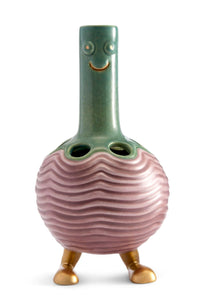 Petit vase Haas Simon en faïence et laiton - Pink & Green