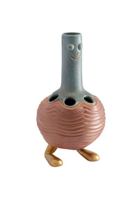 Haas Carey large earthenware and brass vase - Red & Grey