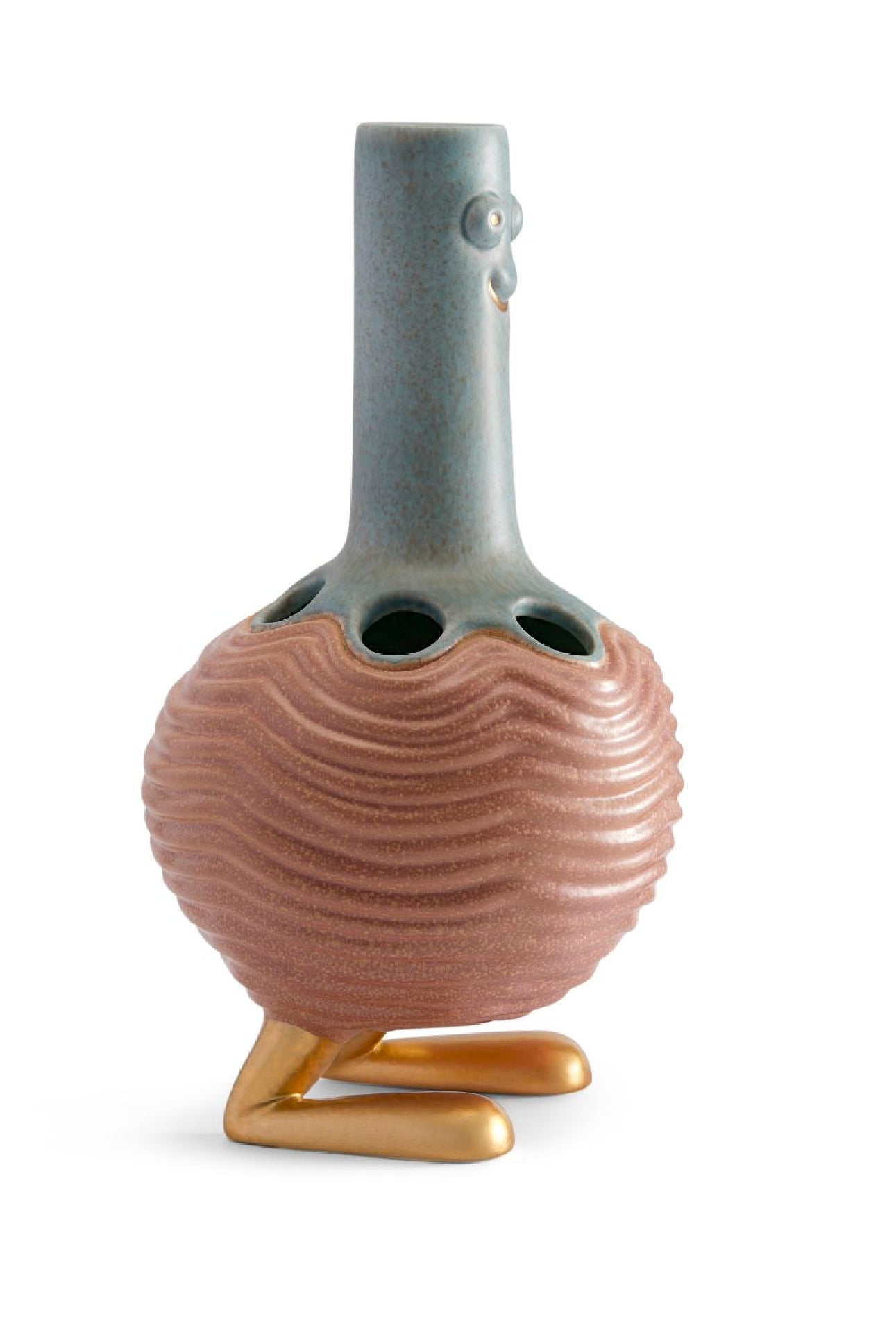 Grand vase Haas Carey en faïence et laiton - Red & Grey