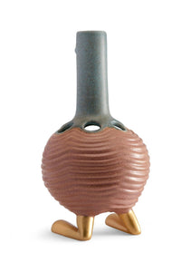 Grand vase Haas Carey en faïence et laiton - Red & Grey