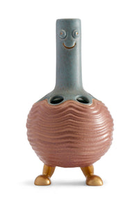 Grand vase Haas Carey en faïence et laiton - Red & Grey