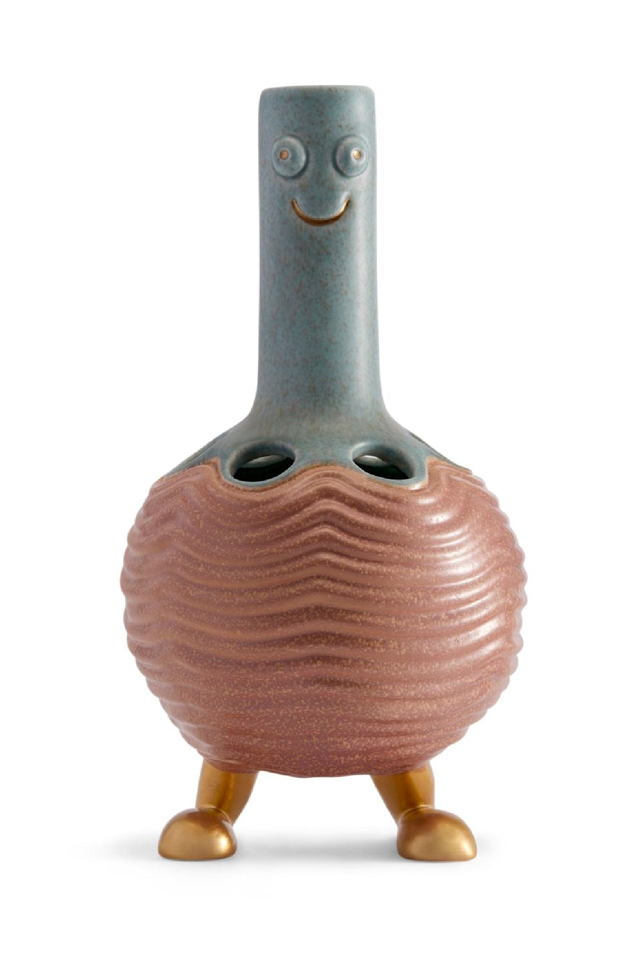 Grand vase Haas Carey en faïence et laiton - Red & Grey