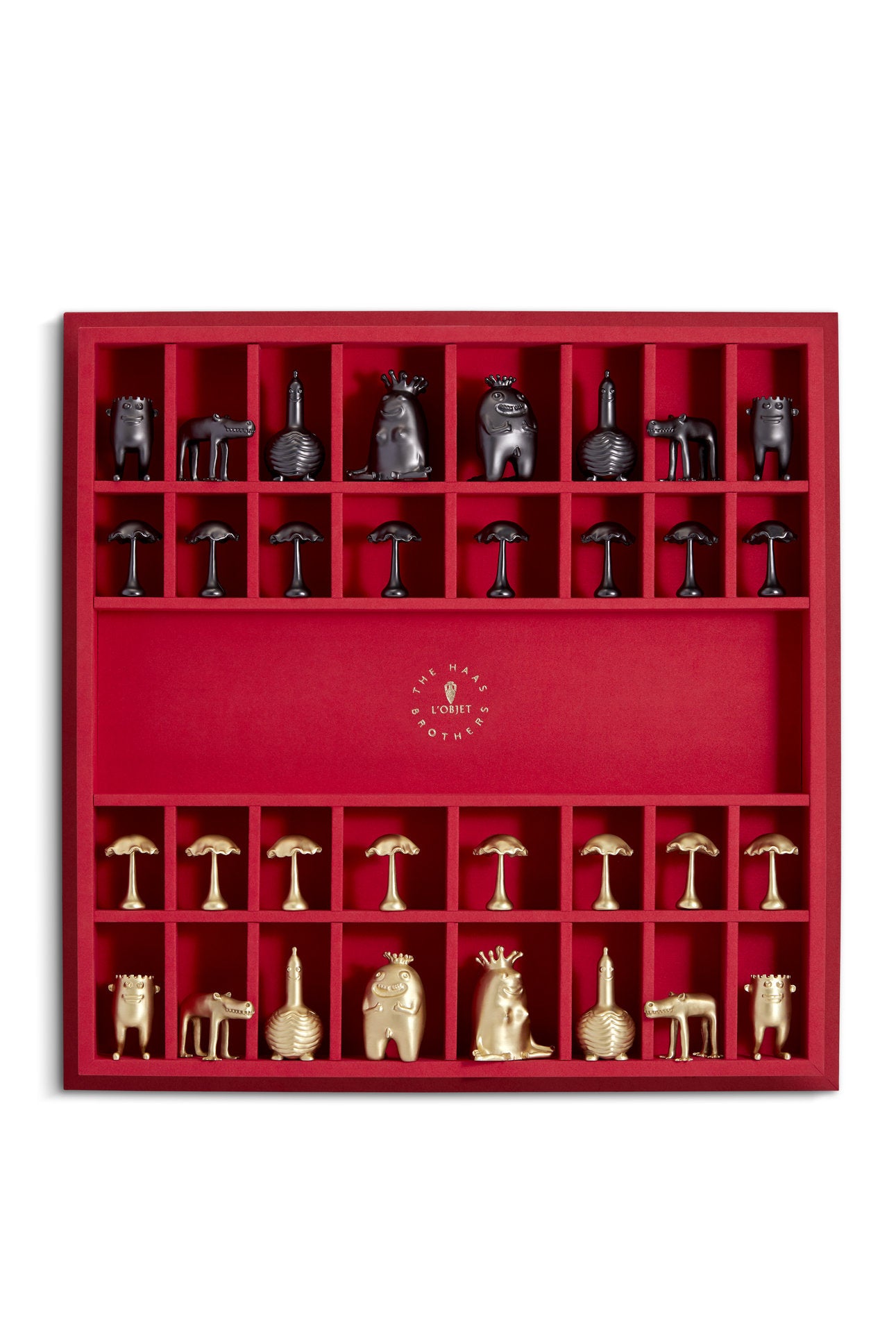 Jeu d'échecs Haas Brothers - Blanc, Noir, Rouge & Or