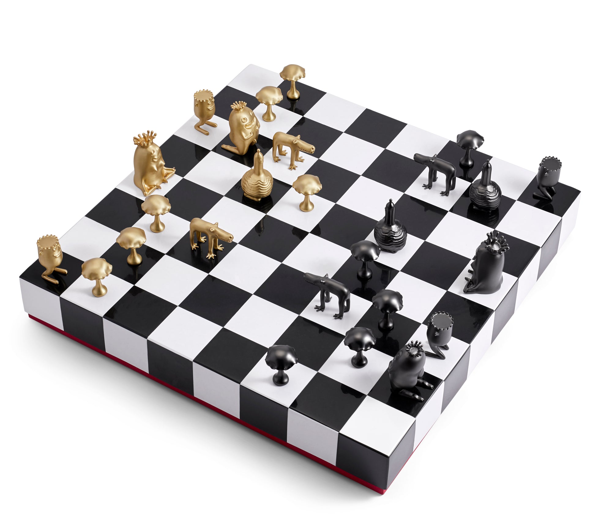 Jeu d'échecs Haas Brothers - Blanc, Noir, Rouge & Or