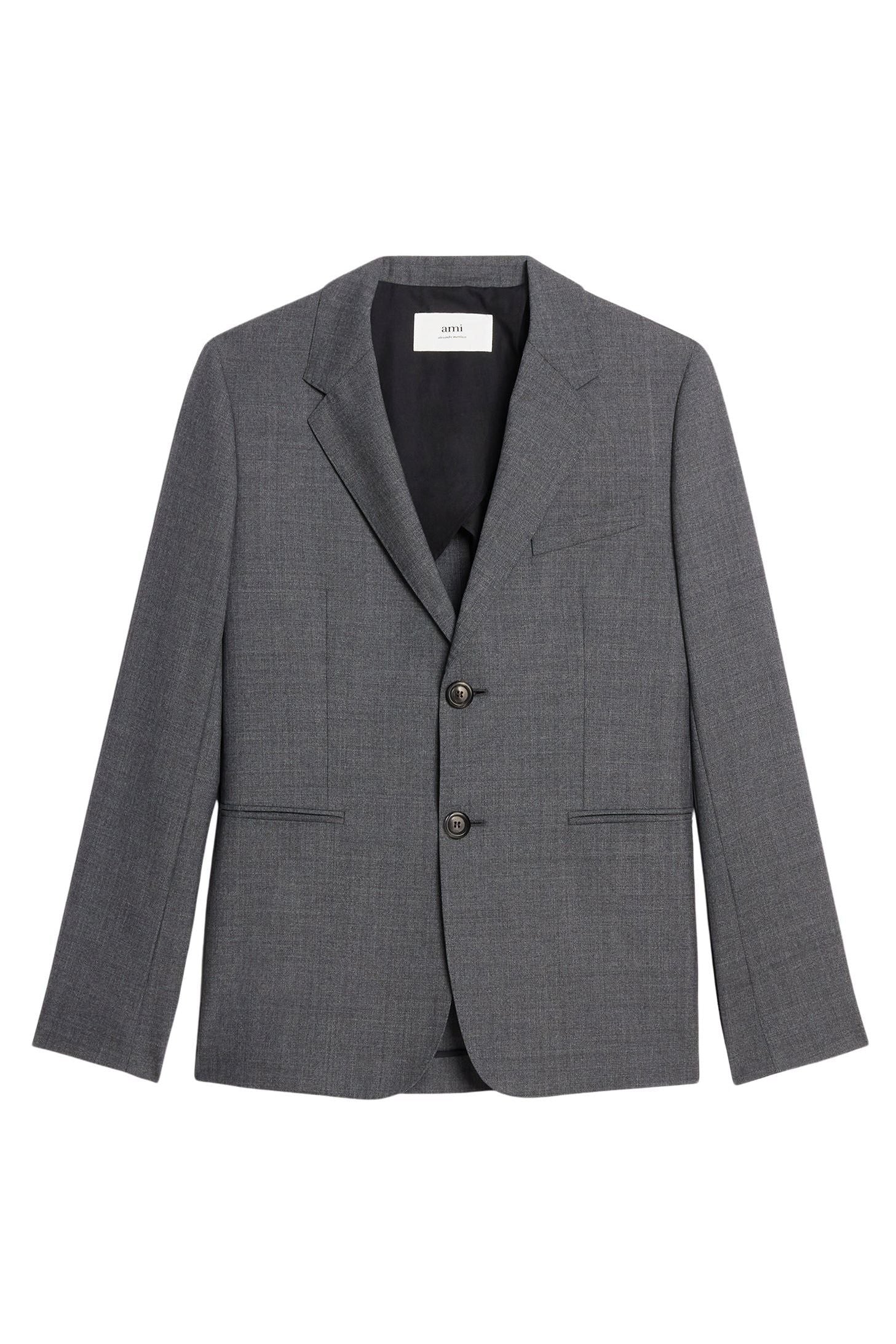 Veste deux boutons en laine - Heather Grey