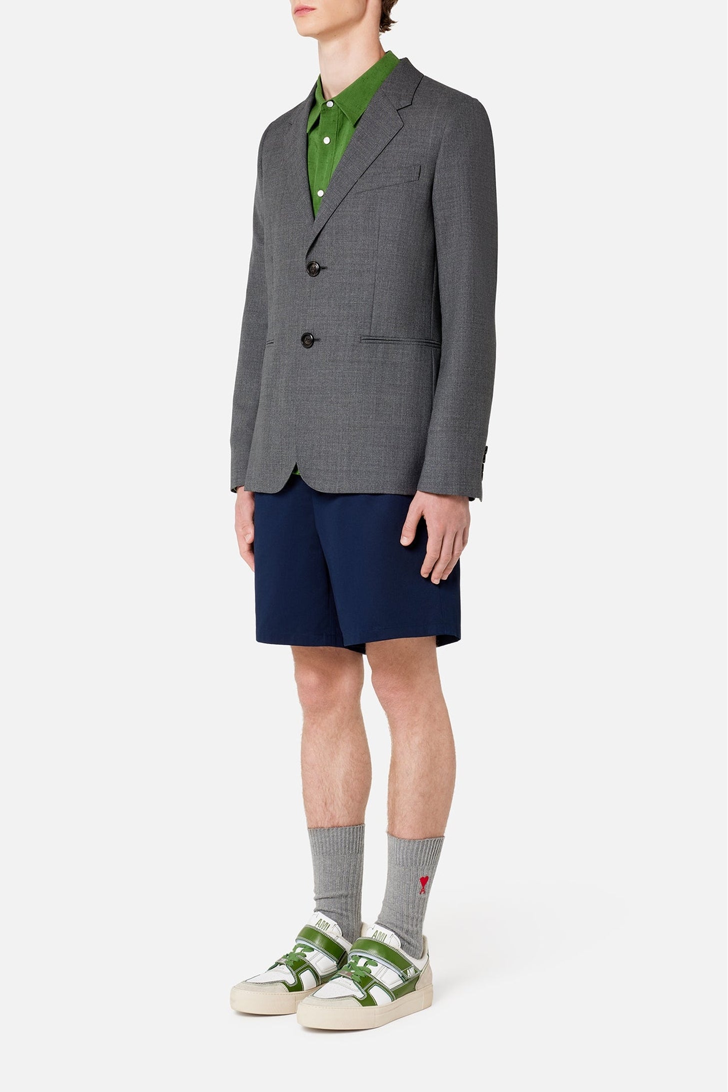 Veste deux boutons en laine - Heather Grey