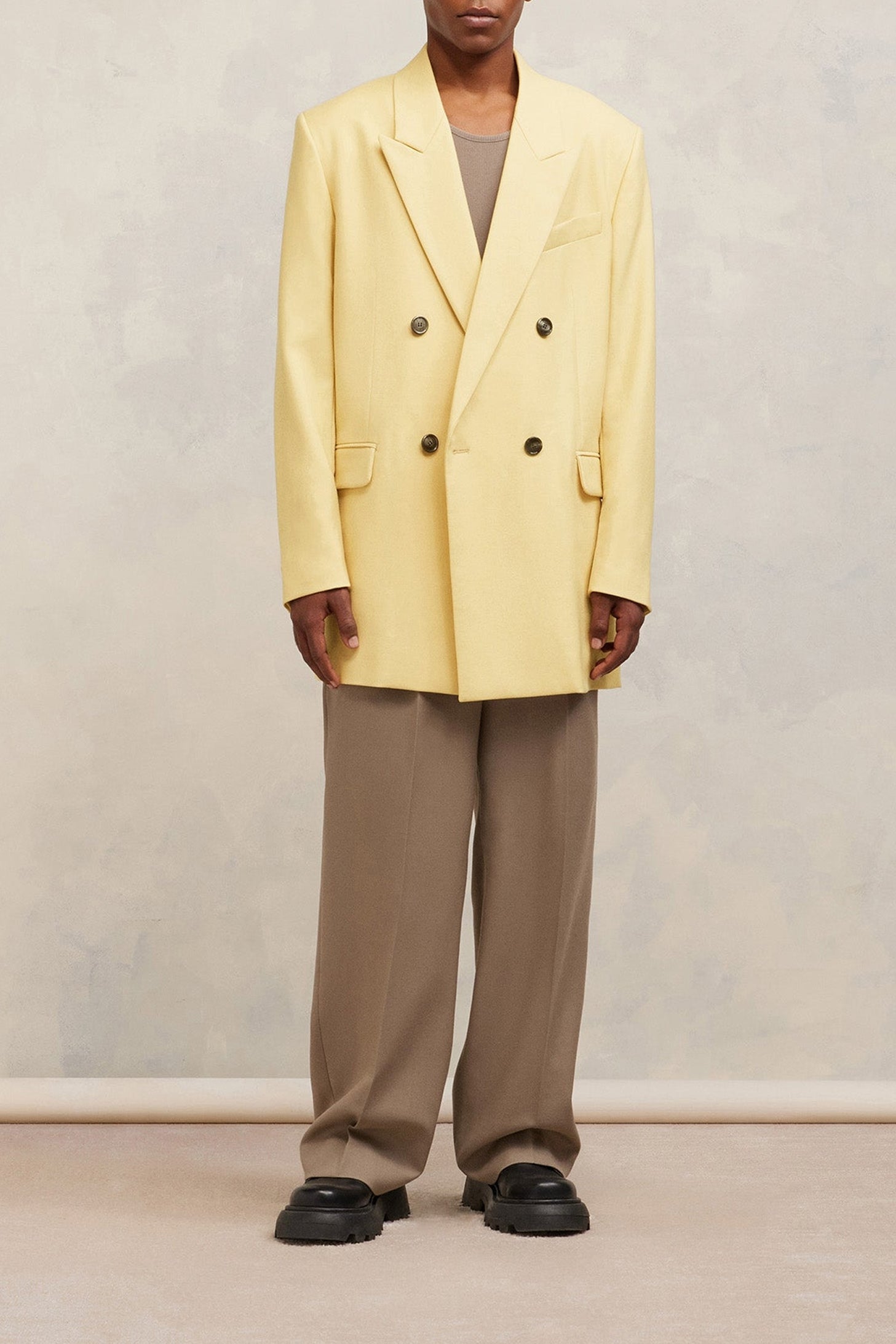 Veste croisée oversize en laine - Vanilla Cream