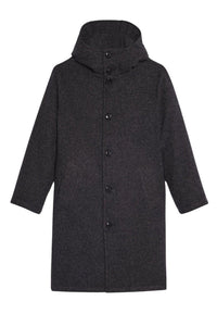 Manteau matelassé à capuche en laine - Grey