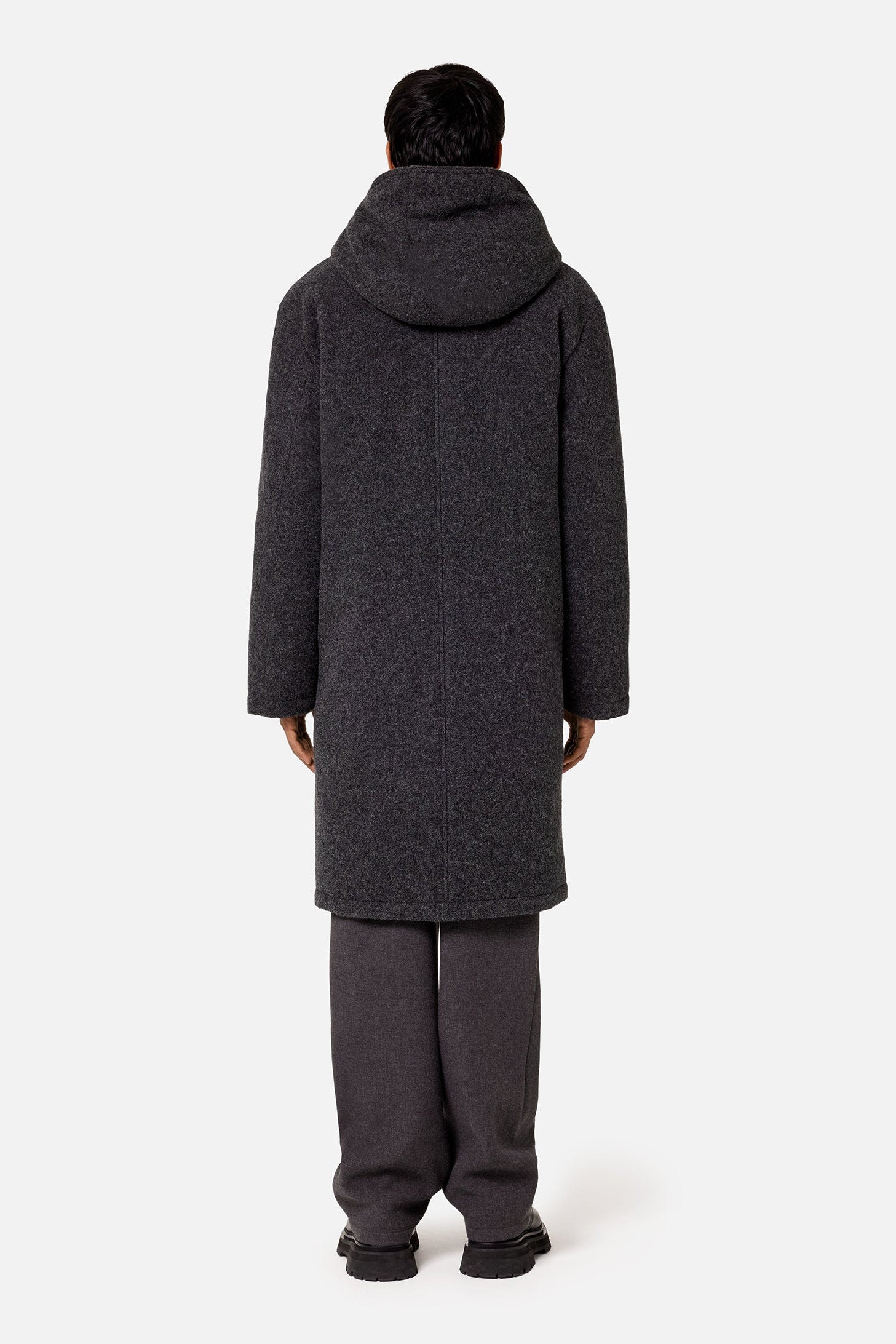 Manteau matelassé à capuche en laine - Grey