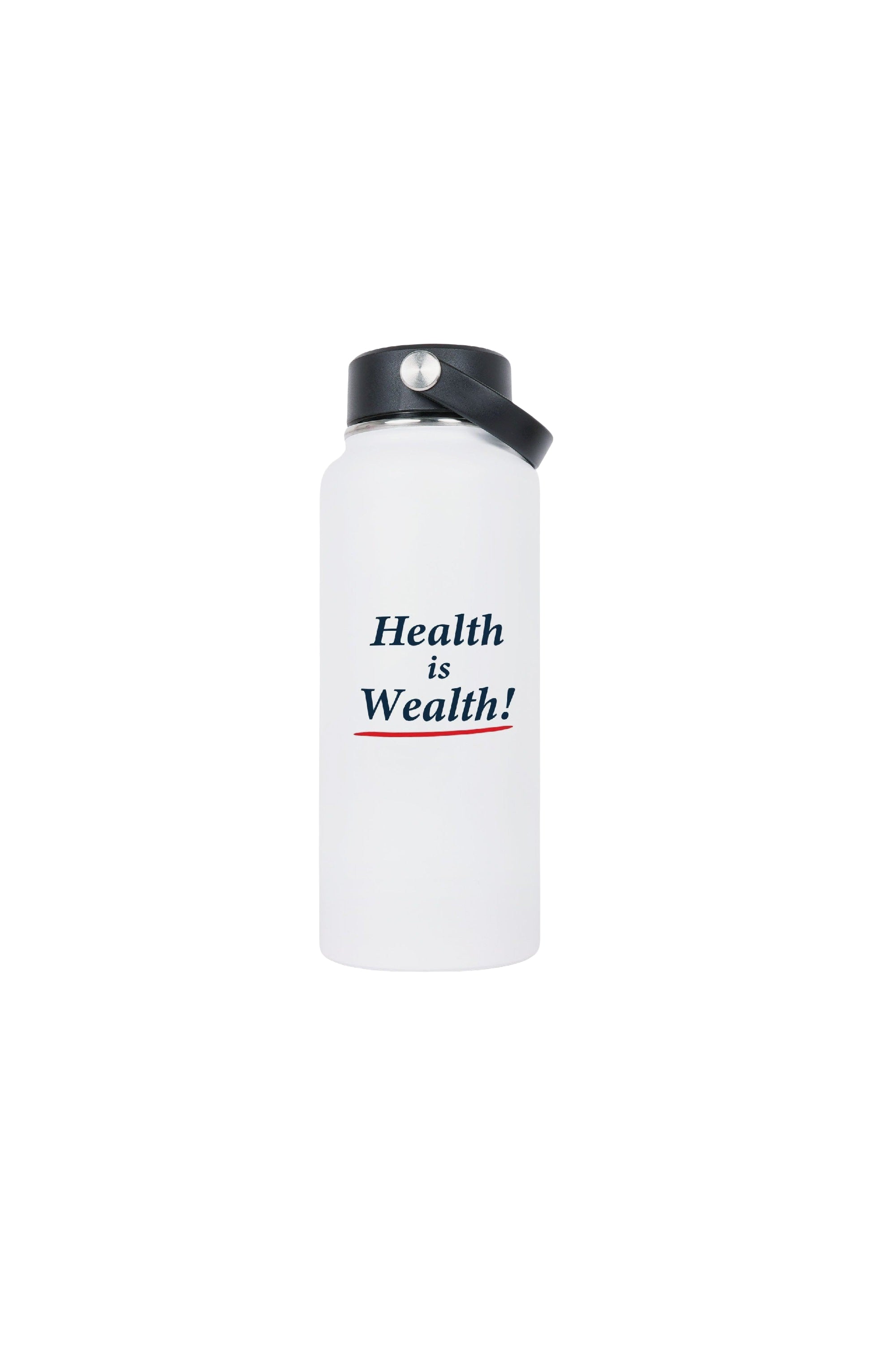 Gourde Health is Weal avec lanière - White