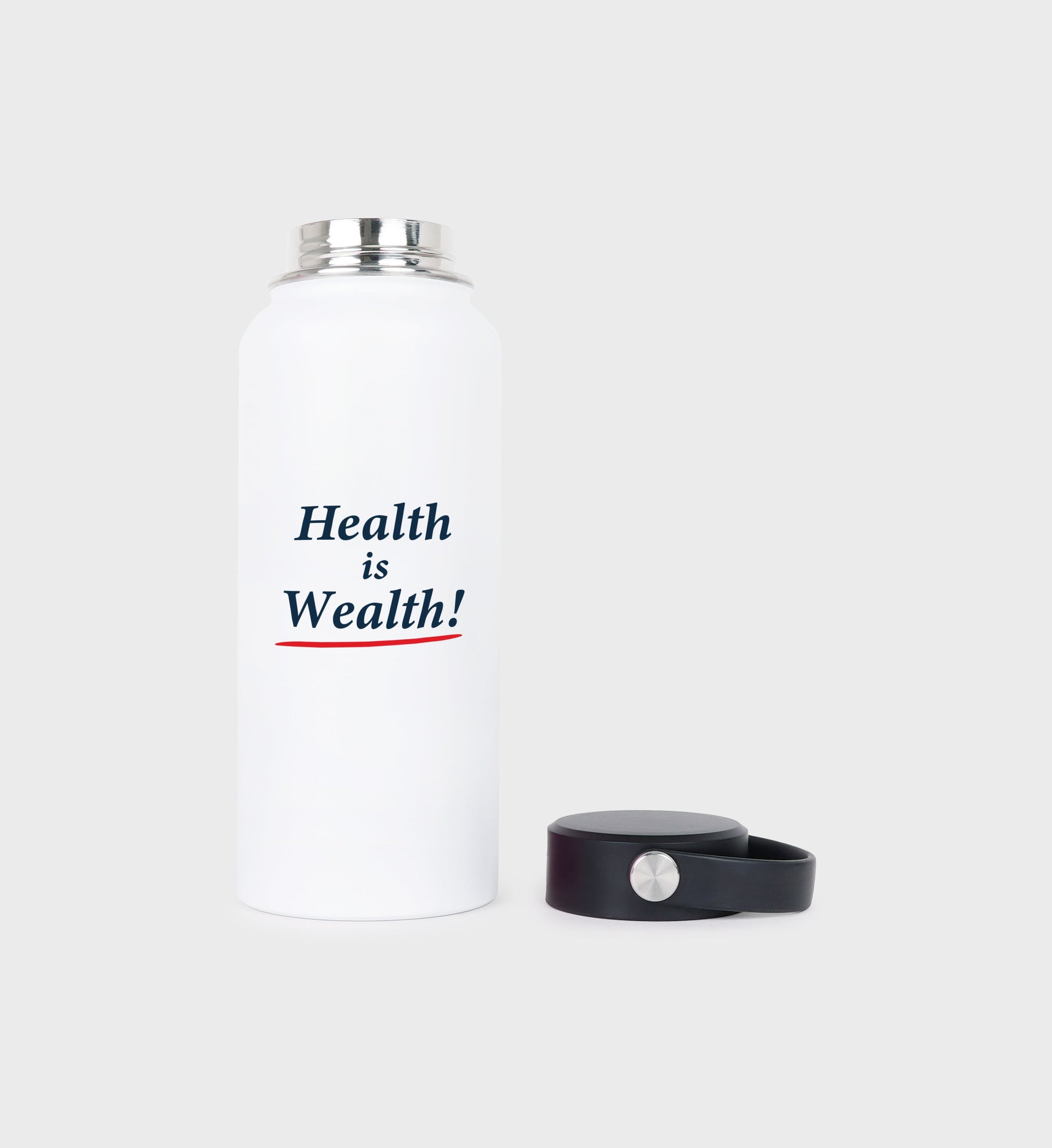 Gourde Health is Weal avec lanière - White