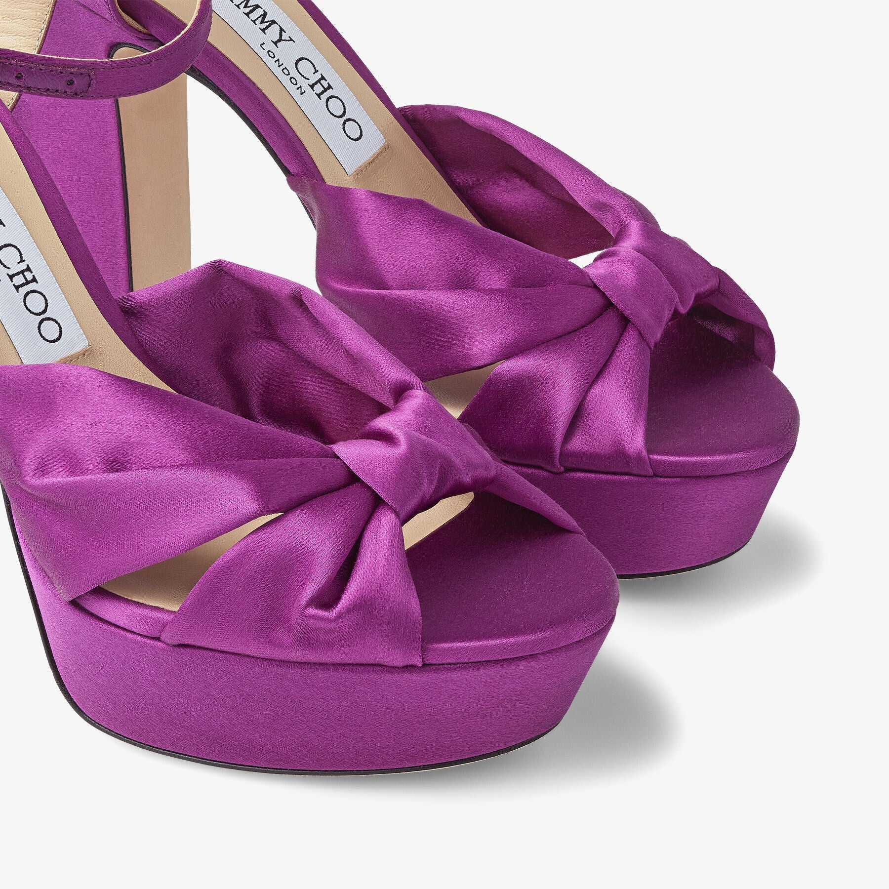 Sandales Heloise à plateforme 120 en satin - Pink & Violet