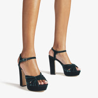 Sandales Heloise à plateforme 120 en velours - Dark Green