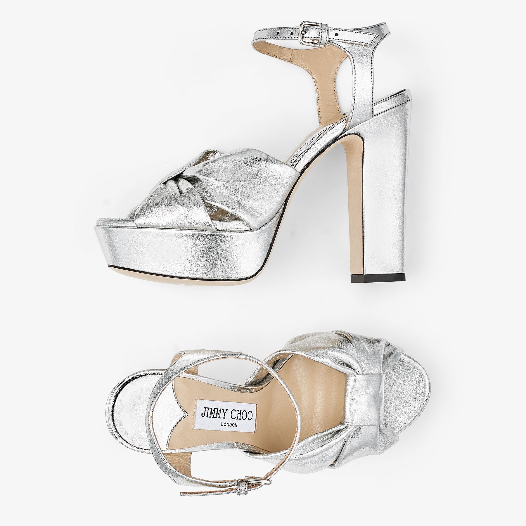 Sandales Heloise à plateforme 120 en cuir - Silver