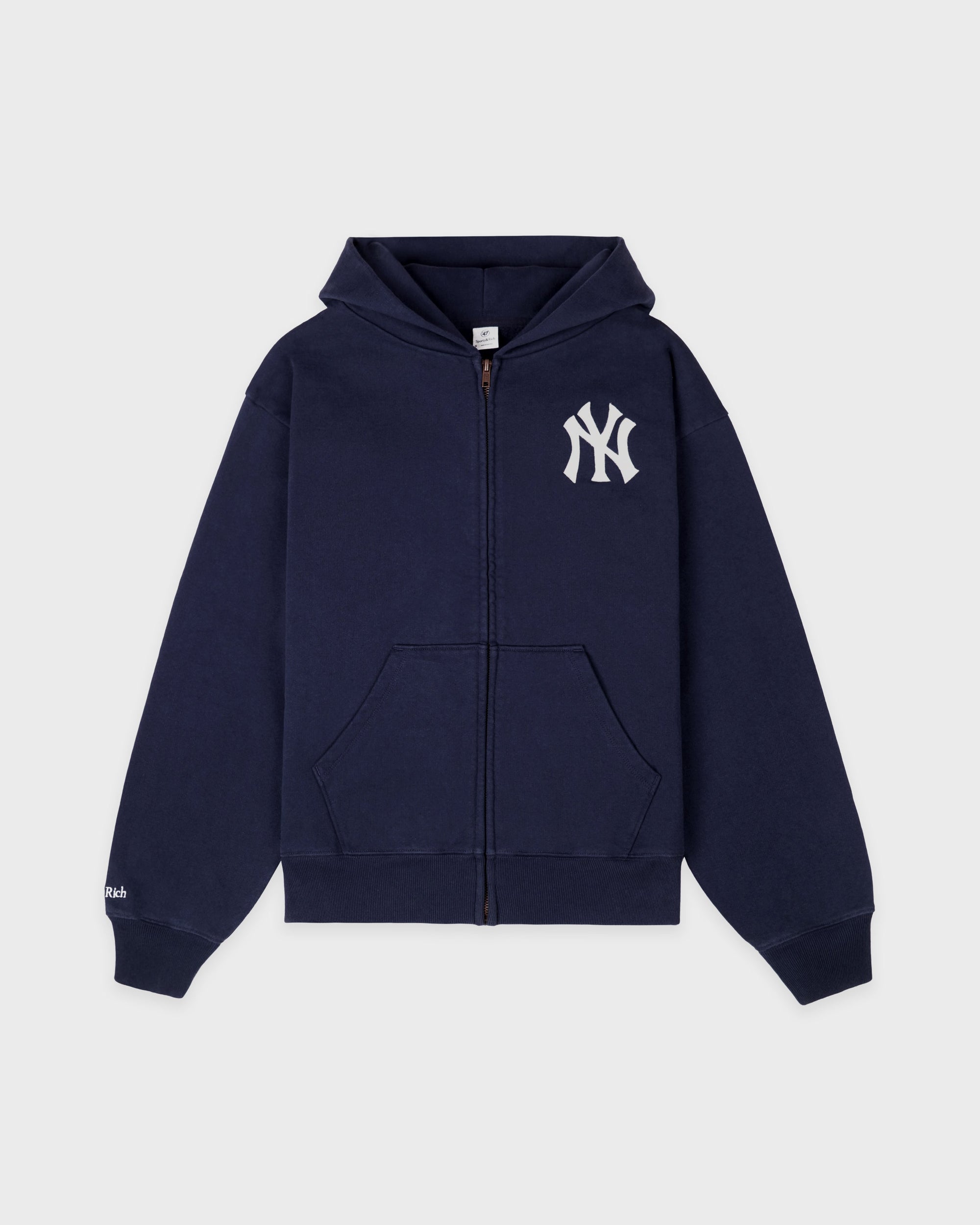 Sweat à capuche zippé Heritage Yankees Serif - Bleu marine/Blanc
