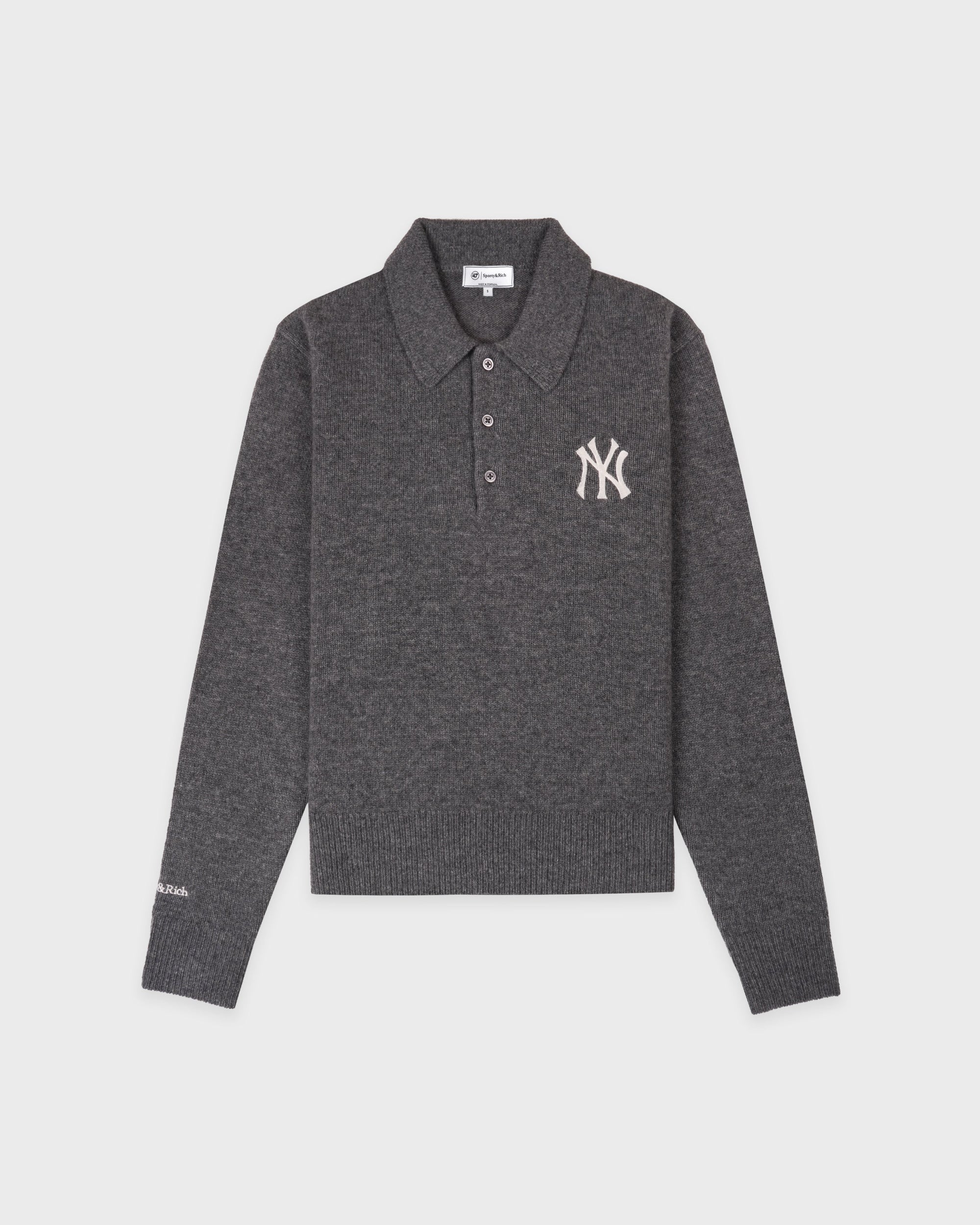 Polo en cachemire Heritage Yankees Serif - Gris foncé/Blanc
