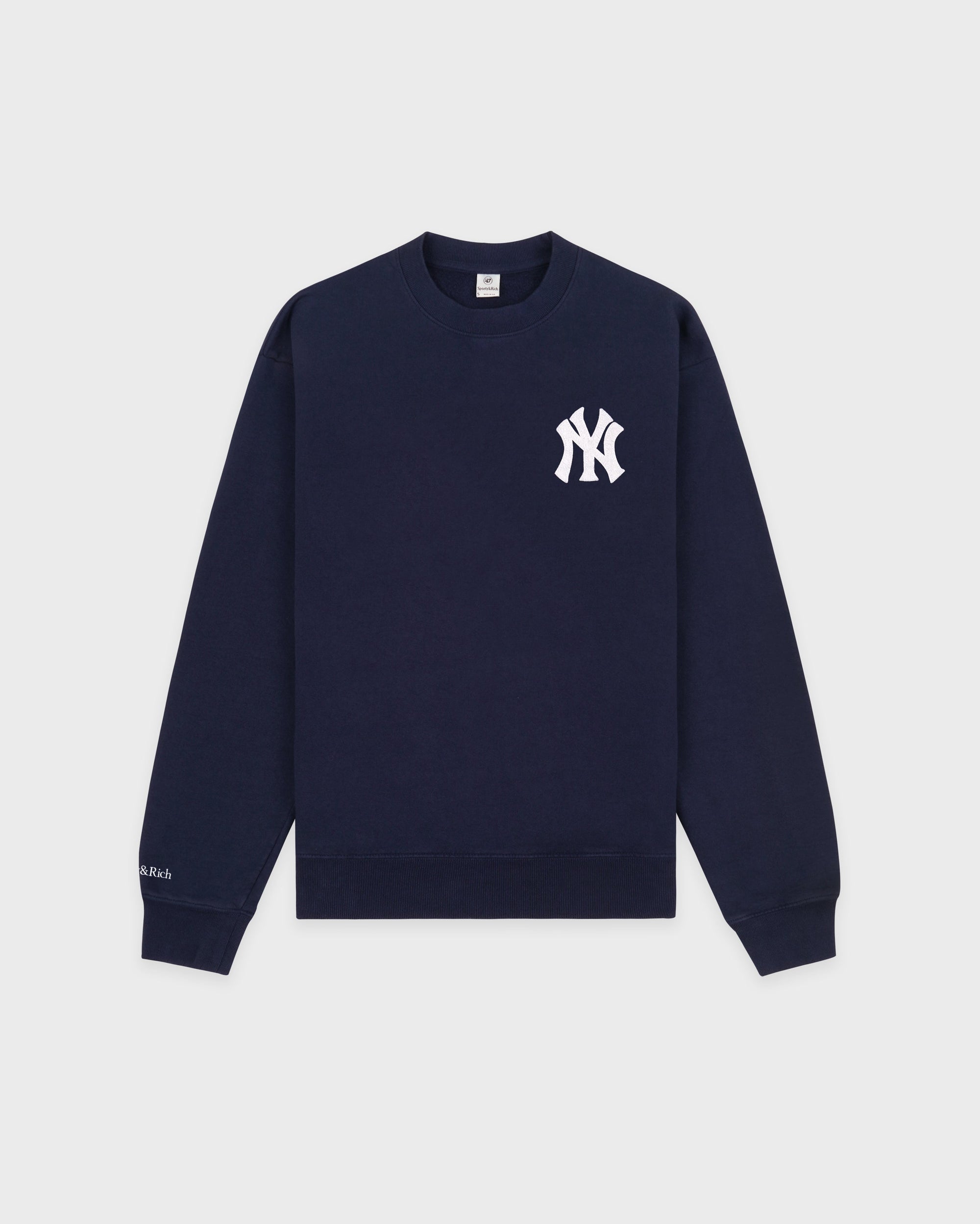 Pull à col rond Heritage Yankees Serif - Bleu marine/Blanc