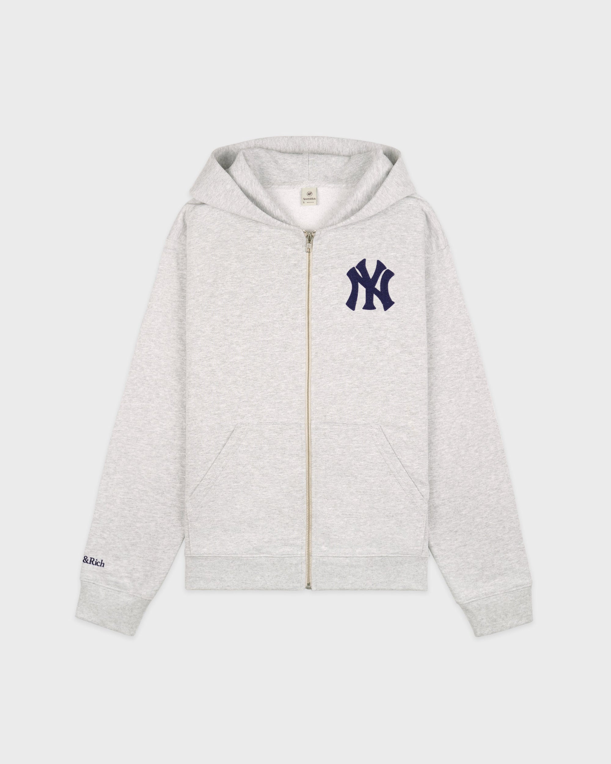 Sweat à capuche zippé Heritage Yankees Serif - Gris chiné/Bleu marine