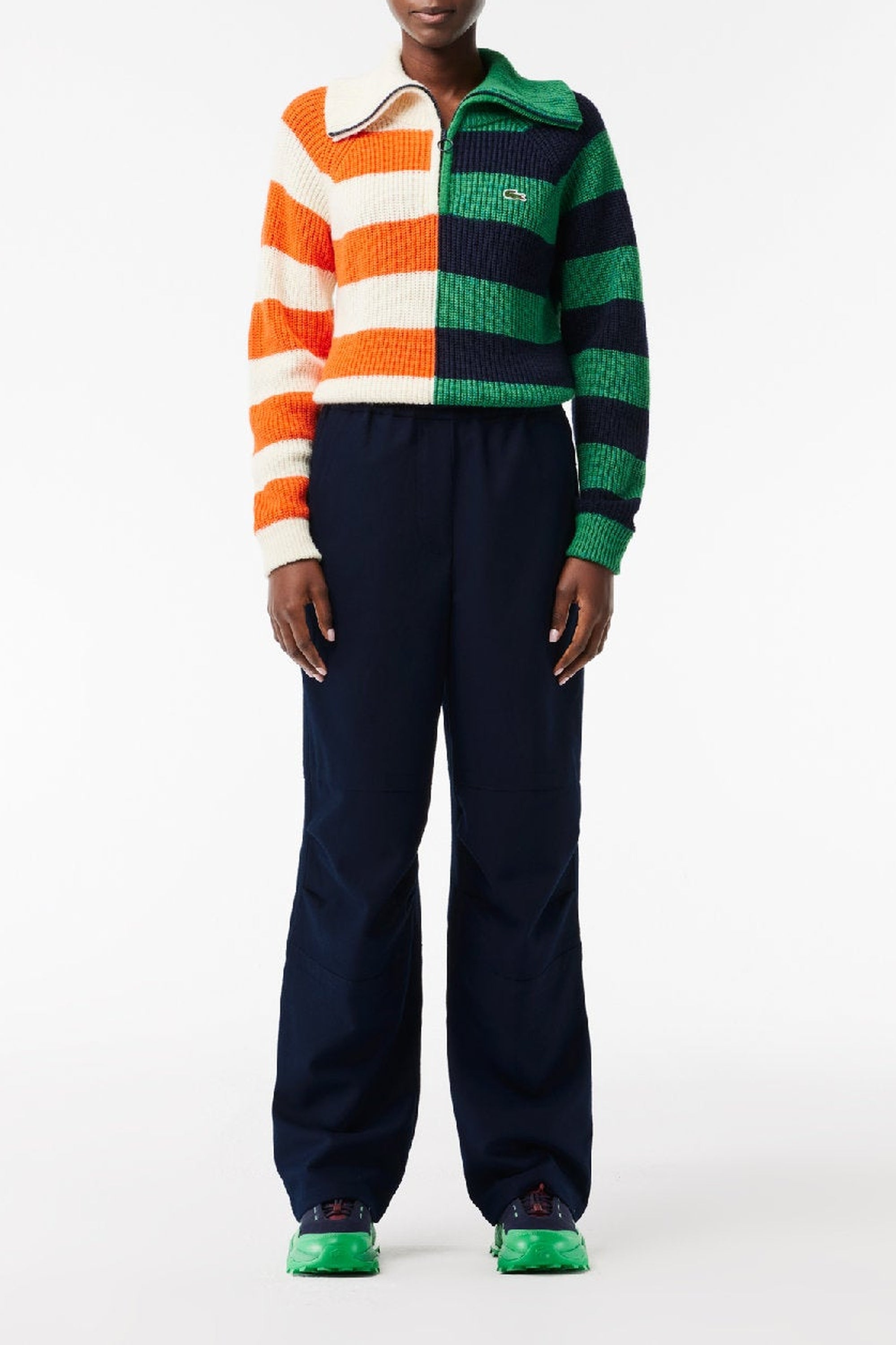 Pantalon large à taille élastiquée - Marine
