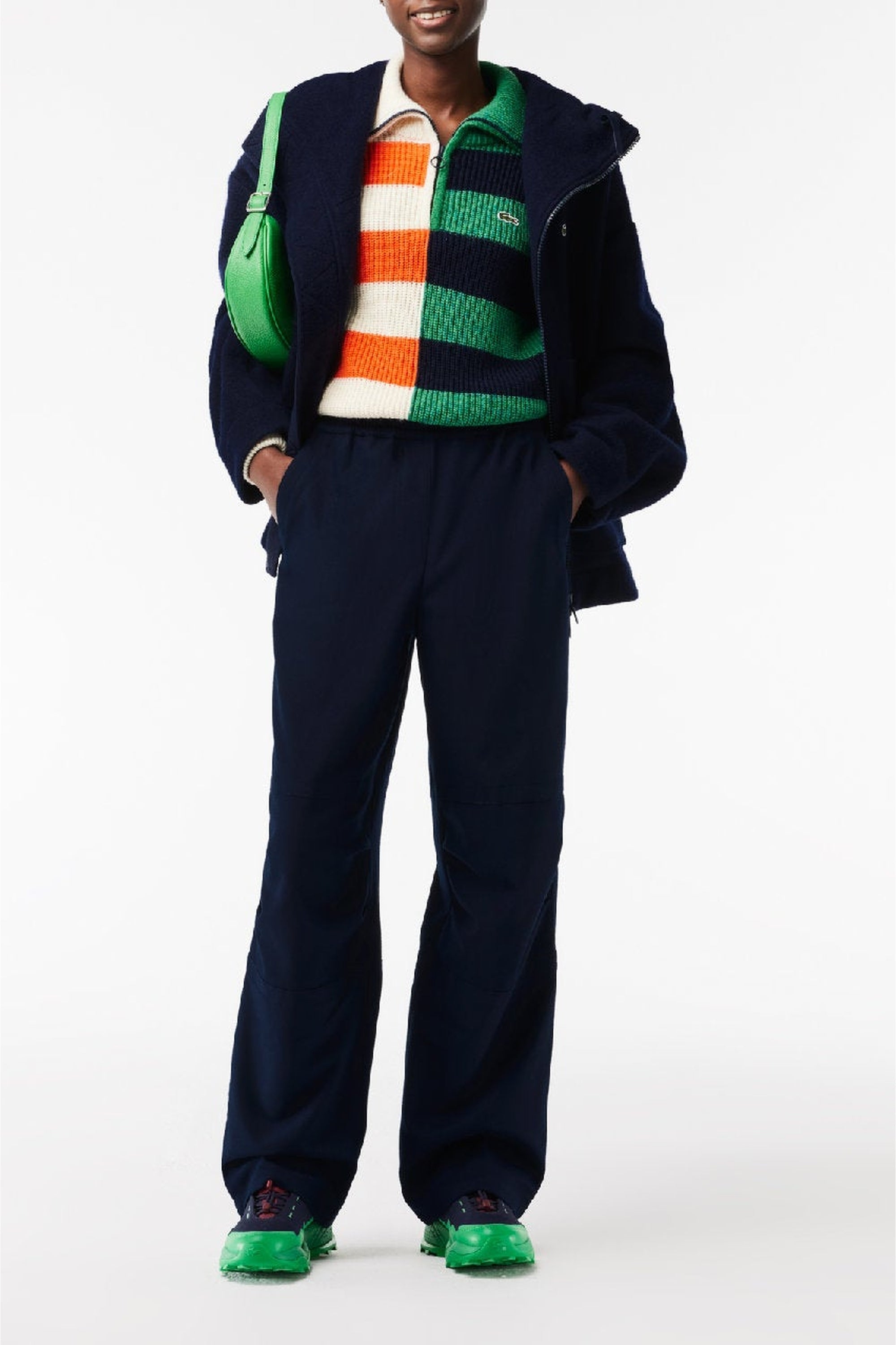 Pantalon large à taille élastiquée - Marine