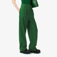 Pantalon taille haute en laine - Vert