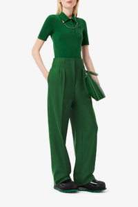 Pantalon taille haute en laine - Vert