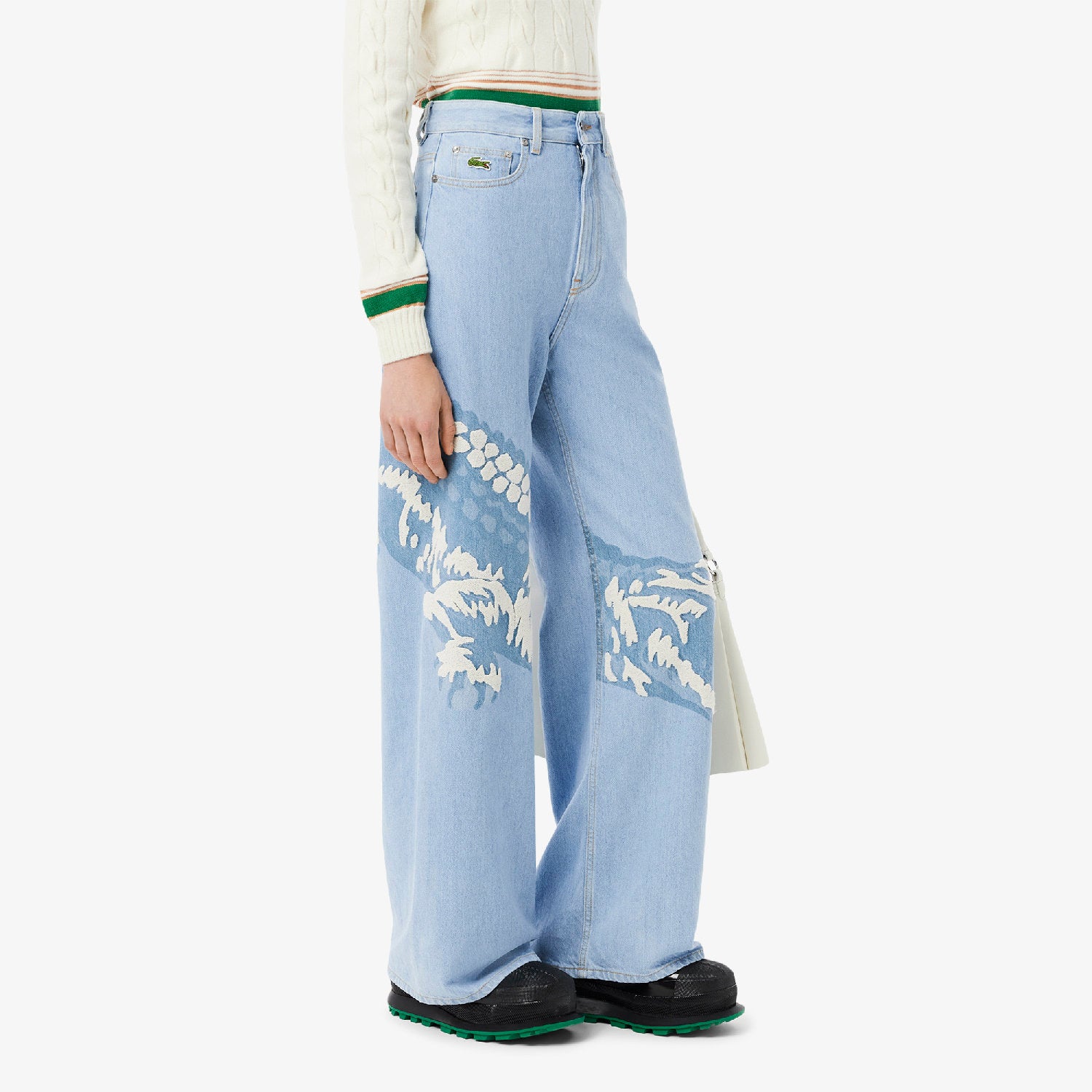 High-waisted denim trousers - Washed Bleach