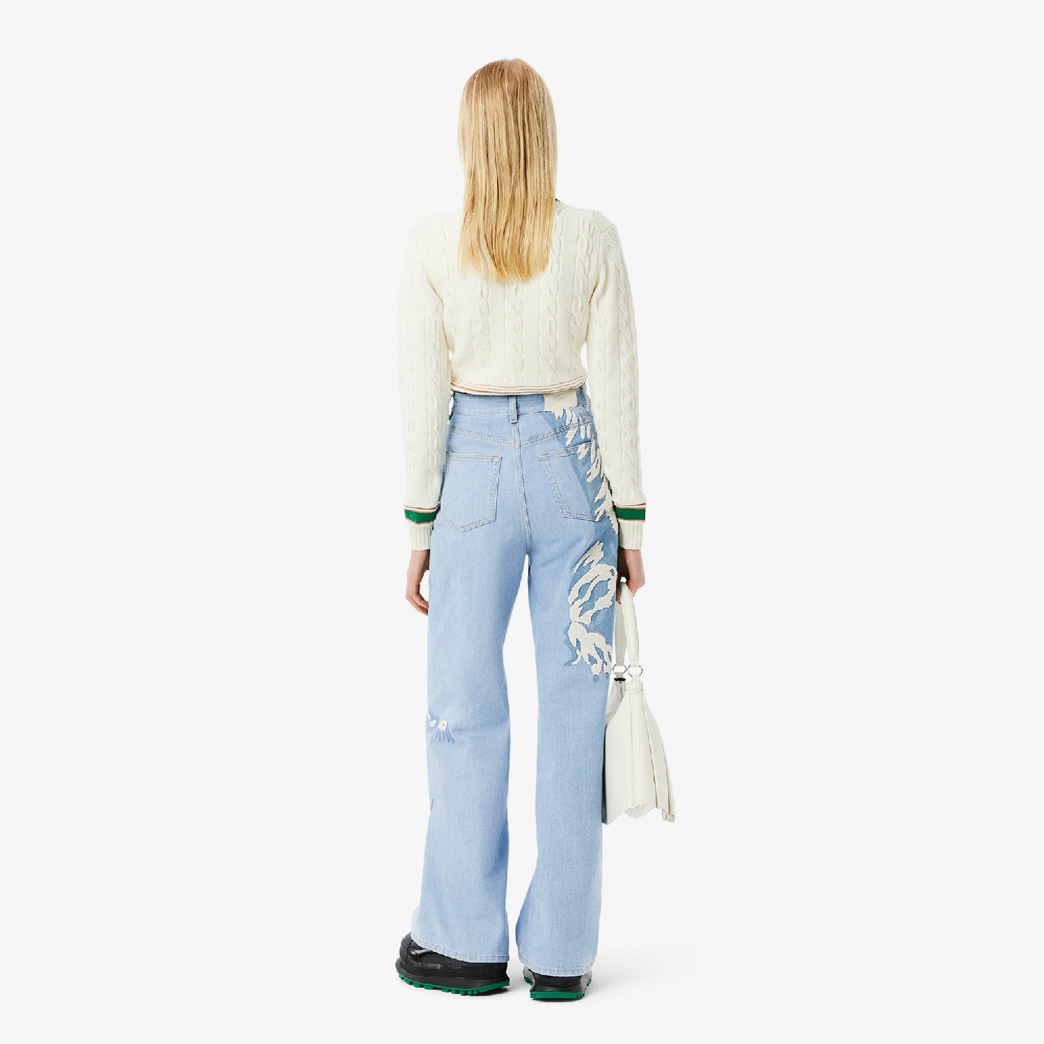 High-waisted denim trousers - Washed Bleach