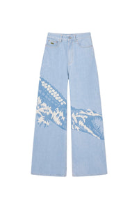 High-waisted denim trousers - Washed Bleach