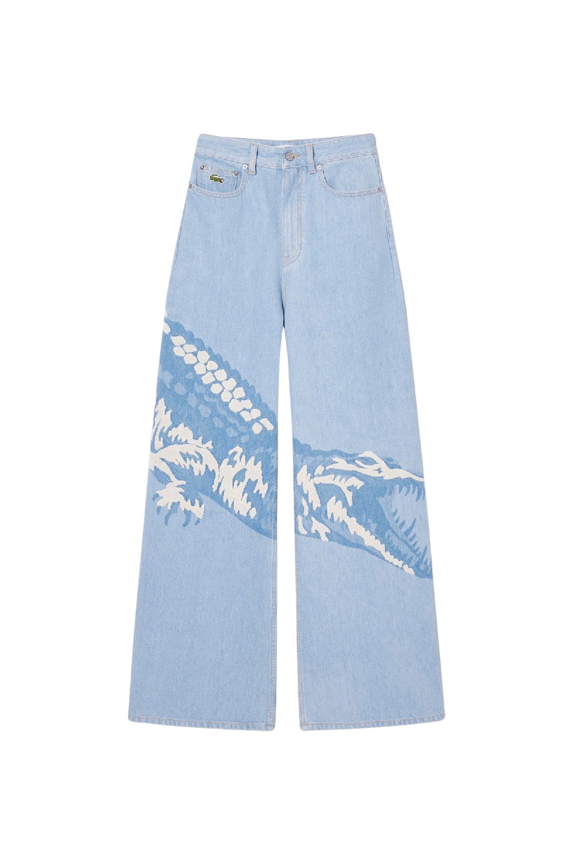High-waisted denim trousers - Washed Bleach
