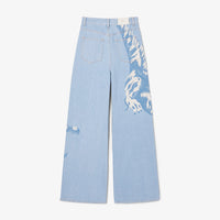 High-waisted denim trousers - Washed Bleach