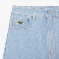 High-waisted denim trousers - Washed Bleach