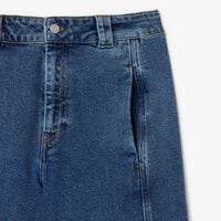 Pantalon large taille haute en denim - Medium Blue Used