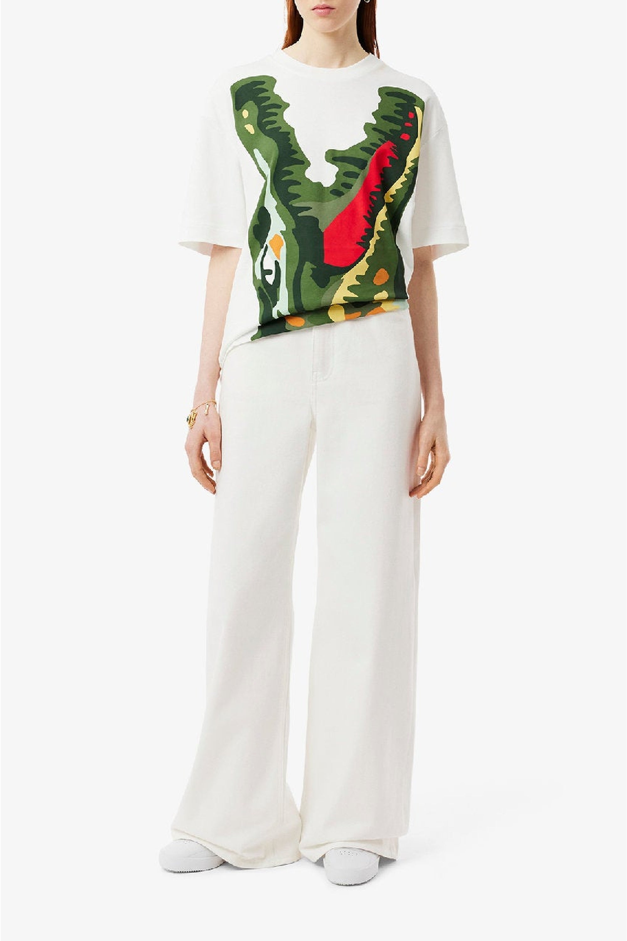 Wide-leg denim trousers - White & Multicolour