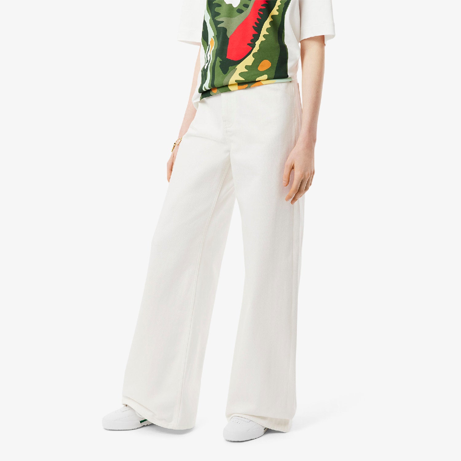 Wide-leg denim trousers - White & Multicolour