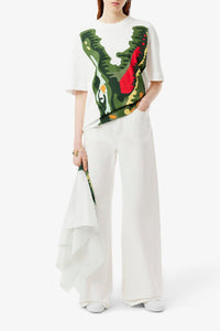 Wide-leg denim trousers - White & Multicolour