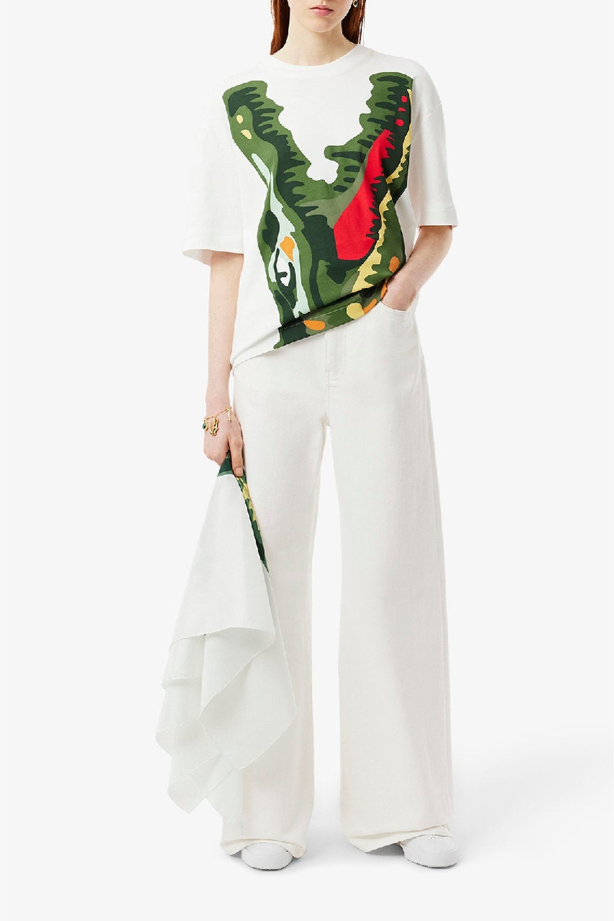 Wide-leg denim trousers - White & Multicolour
