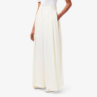 Pantalon plissé taille haute en laine mélangée - Blanc