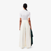 Pantalon plissé taille haute en laine mélangée - Blanc