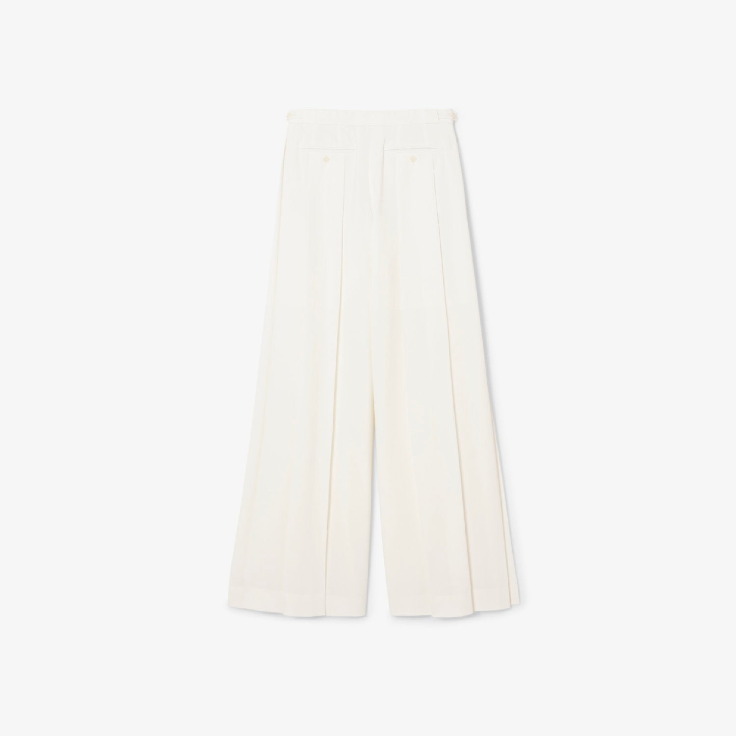 Pantalon plissé taille haute en laine mélangée - Blanc