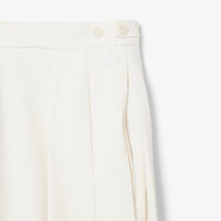 Pantalon plissé taille haute en laine mélangée - Blanc