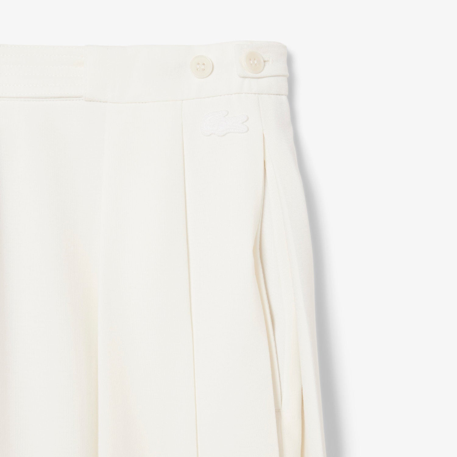 Pantalon plissé taille haute en laine mélangée - Blanc