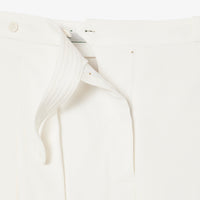 Pantalon plissé taille haute en laine mélangée - Blanc