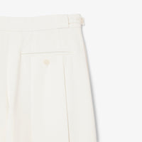 Pantalon plissé taille haute en laine mélangée - Blanc