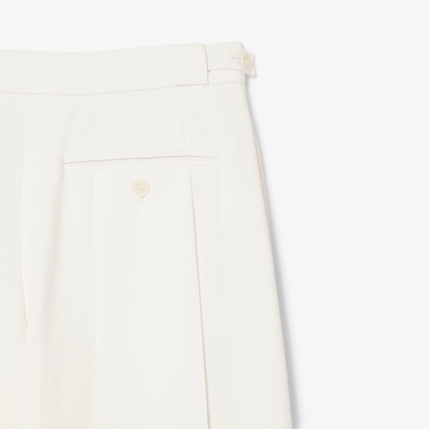Pantalon plissé taille haute en laine mélangée - Blanc