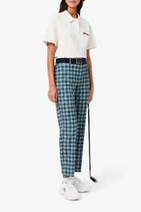 Fitted golf trousers with UV protection - Limestone & Navy