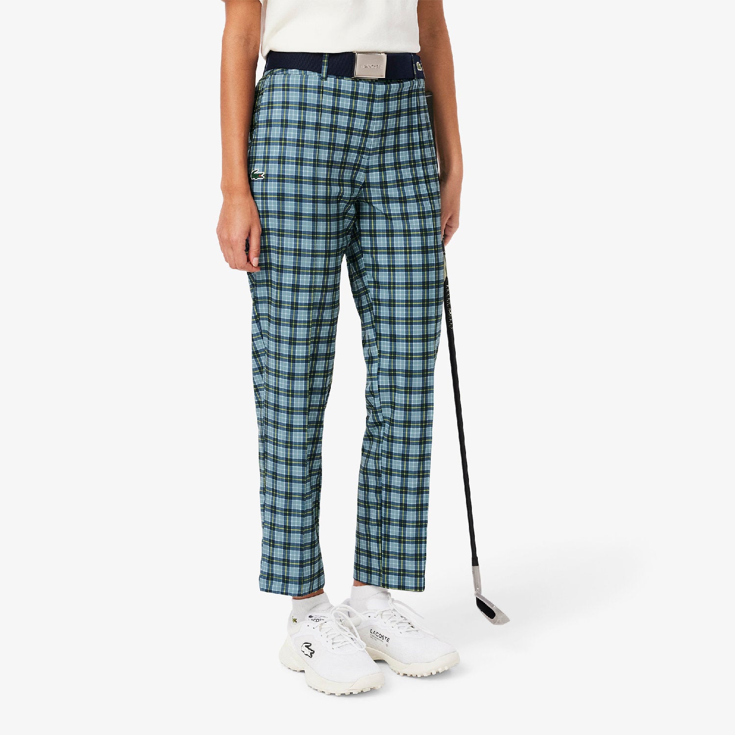 Fitted golf trousers with UV protection - Limestone & Navy